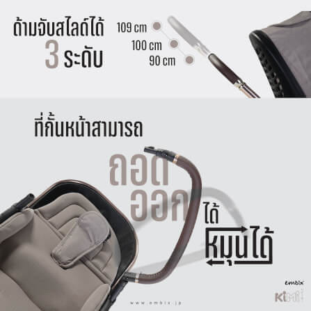 รถเข็นเด็กแบบเข็นได้สองทิศทาง EMBIX รุ่น KIMI ใช้ได้ตั้งแต่เเรกเกิด สีครีม_7